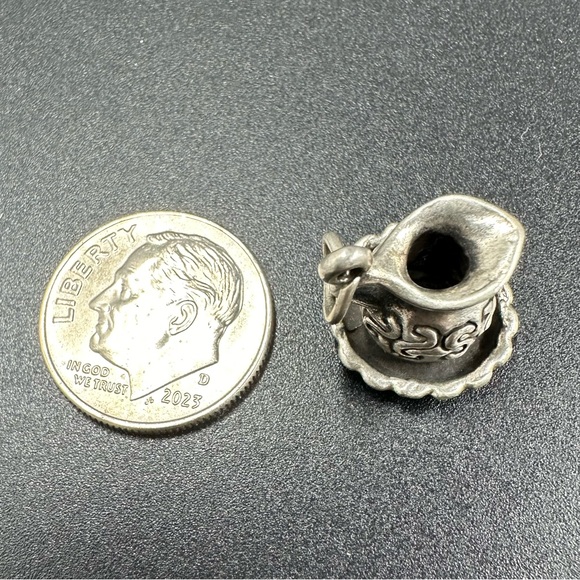 Vintage Sterling Silver Pitcher and Saucer Charm or Pendant - Picture 2 of 4